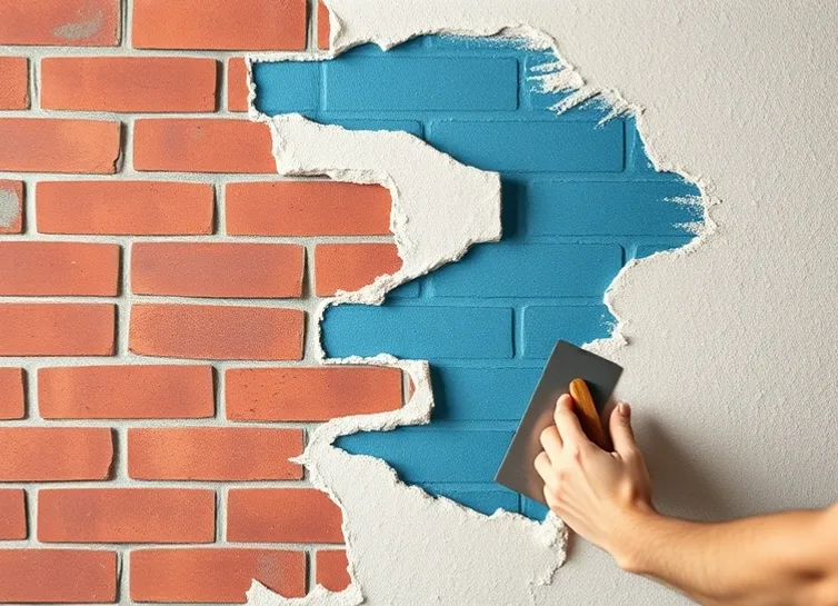Application d'un enduit décoratif à la lisseuse sur un mur